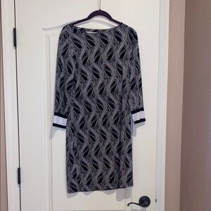 MICHAEL Michael Kors Navy and White Sheath Dress Long Sleeve - Size XS